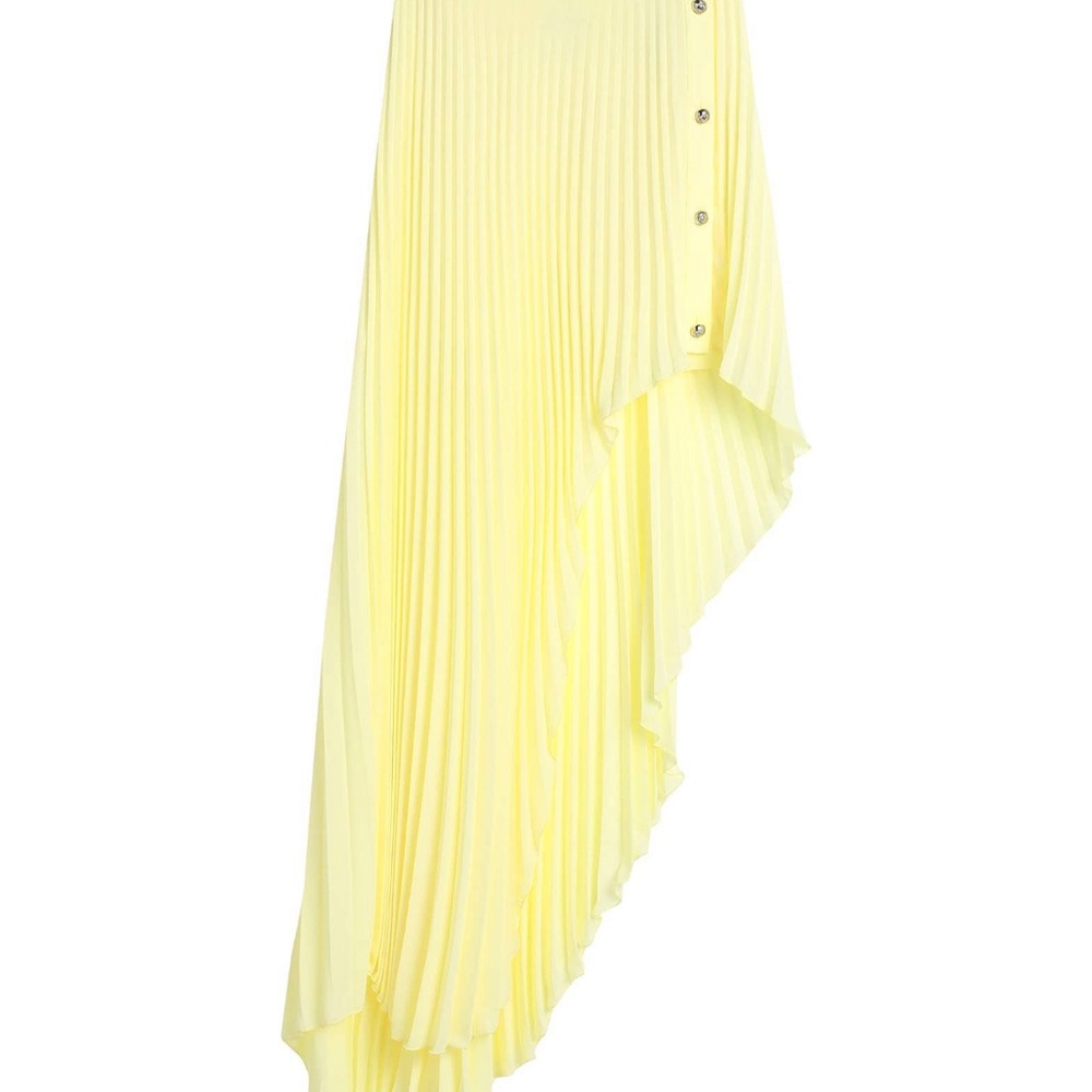 Pleated Asymmetrical Yellow Women’s Skirt
